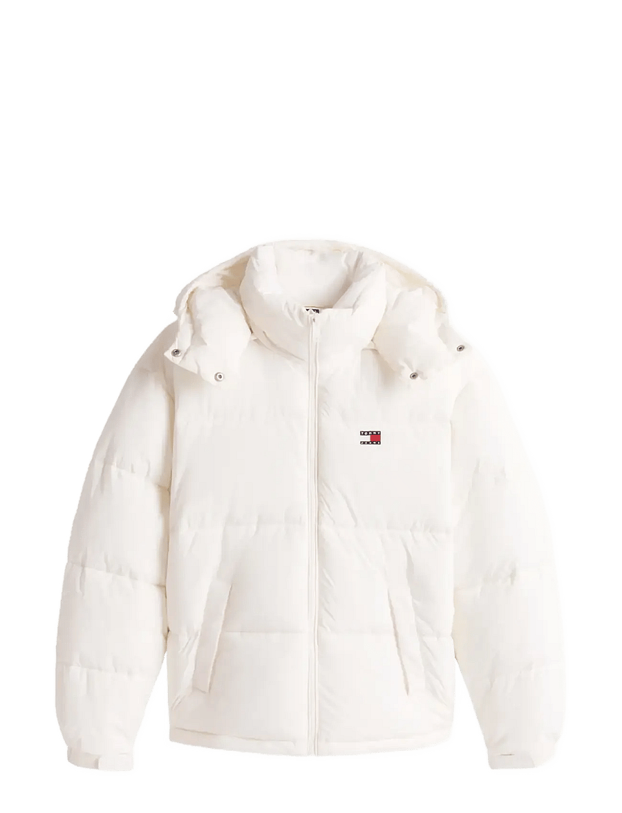 Tommy Jeans - TJW OVS HOODED FLAG PUFFER EXT - vinterjackor - ancient white - 2