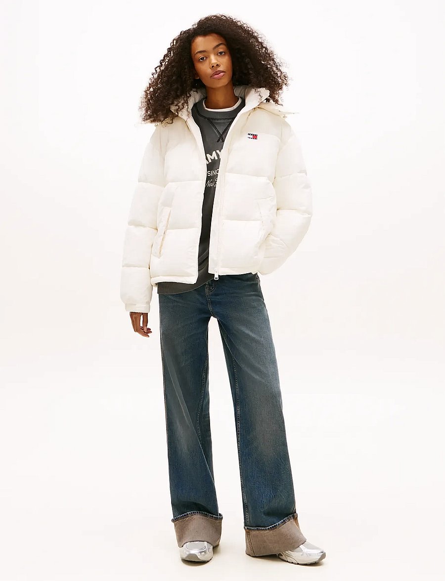 Tommy Jeans - TJW OVS HOODED FLAG PUFFER EXT - vinterjackor - ancient white - 3