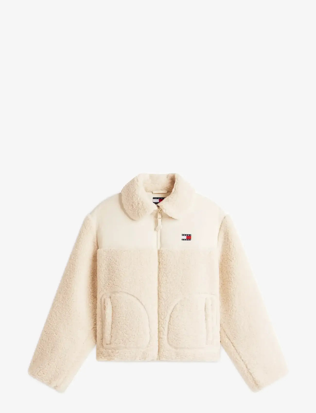Tommy Jeans - TJW TEDDY FABRIC MIX JACKET - mellanlager - ancient white - 1