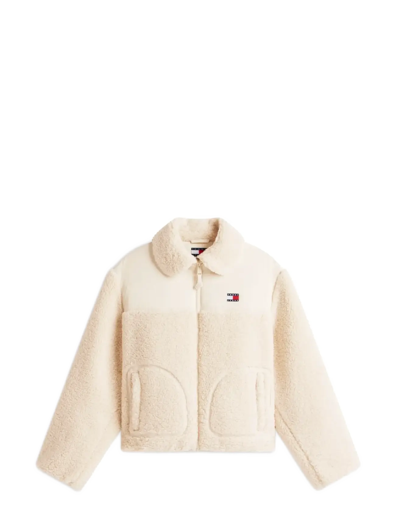 Tommy Jeans TJW TEDDY FABRIC MIX JACKET - Svetarit - ANCIENT WHITE / cream