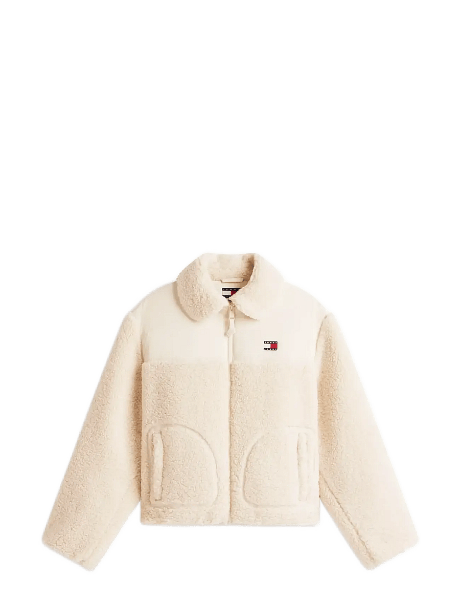 Tommy Jeans - TJW TEDDY FABRIC MIX JACKET - fleece & midlayer - ancient white - 1