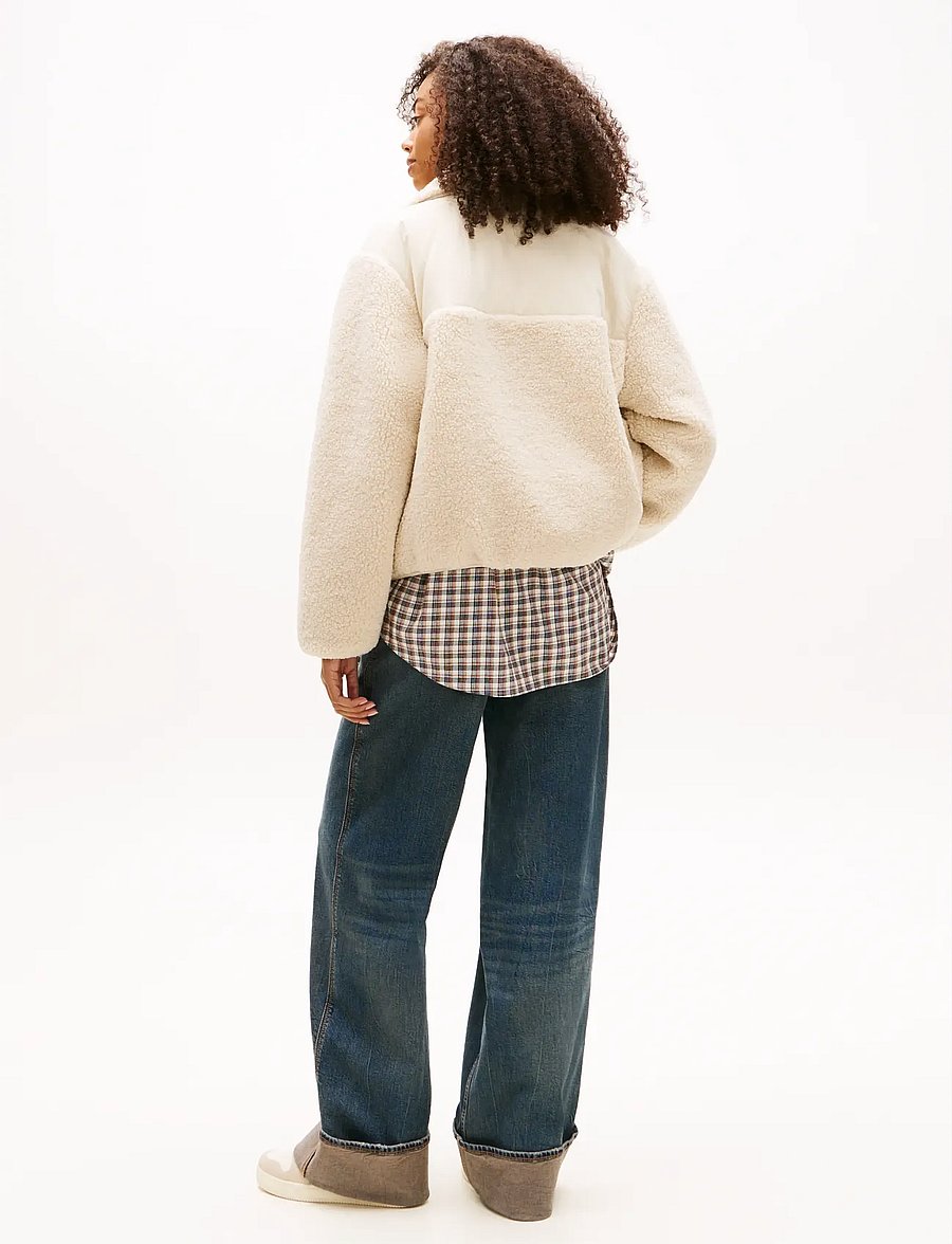 Tommy Jeans - TJW TEDDY FABRIC MIX JACKET - fleece & midlayer - ancient white - 2