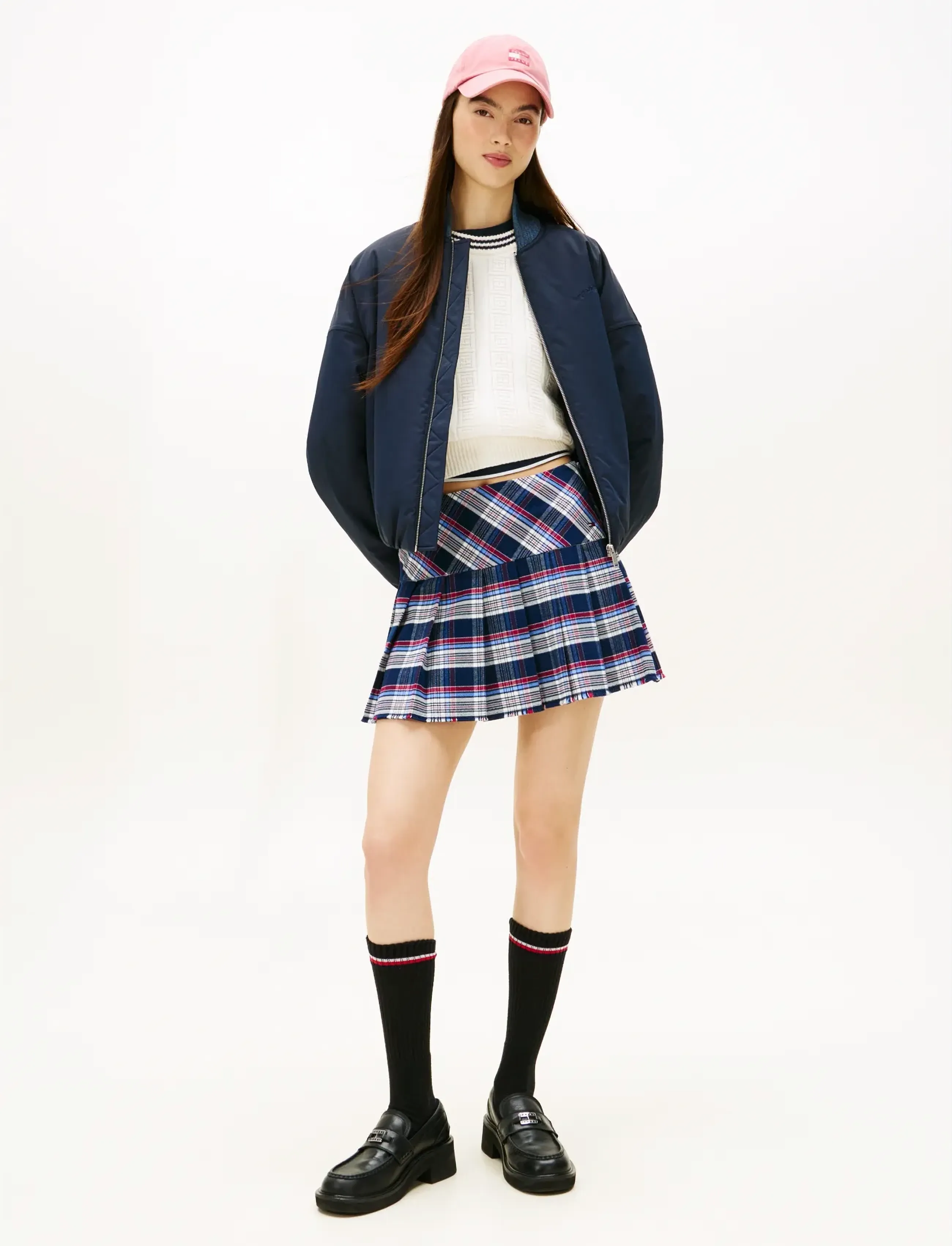 Tommy Jeans - TJW STRUCTURED PLEAT MINI SKIRT - korta kjolar - navy tartan - 2