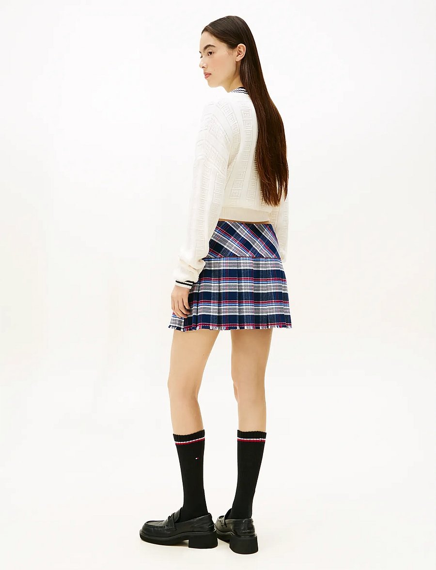 Tommy Jeans - TJW STRUCTURED PLEAT MINI SKIRT - miniseelikud - navy tartan - 4
