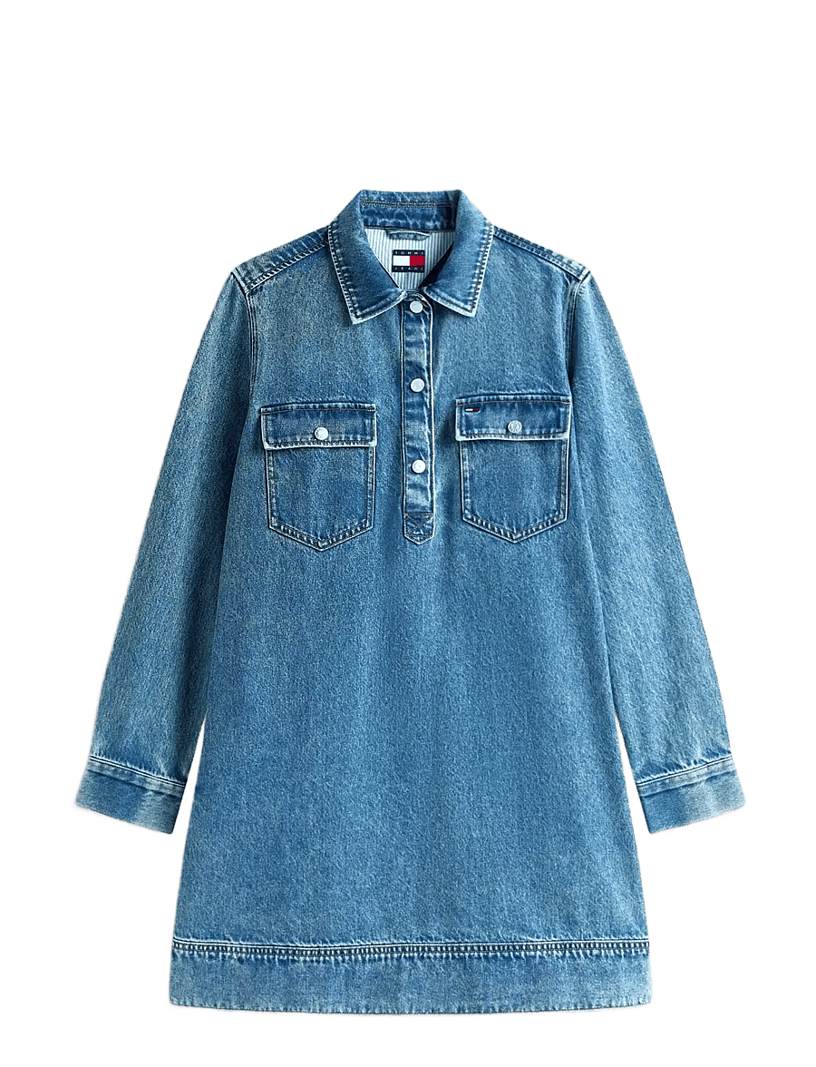 Tommy Jeans - TJW PULLOVER DENIM DRESS - denimkjoler - denim dark - 1