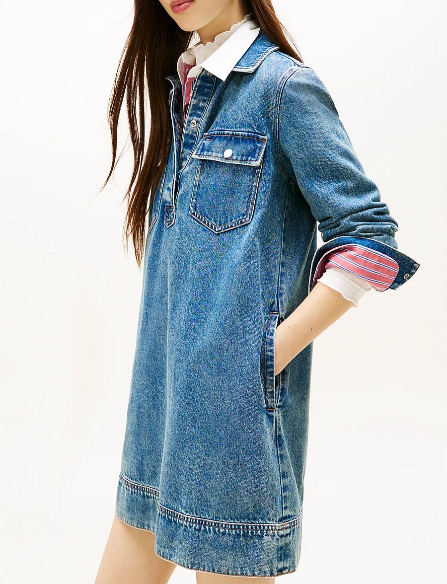 Tommy Jeans - TJW PULLOVER DENIM DRESS - denimkjoler - denim dark - 2