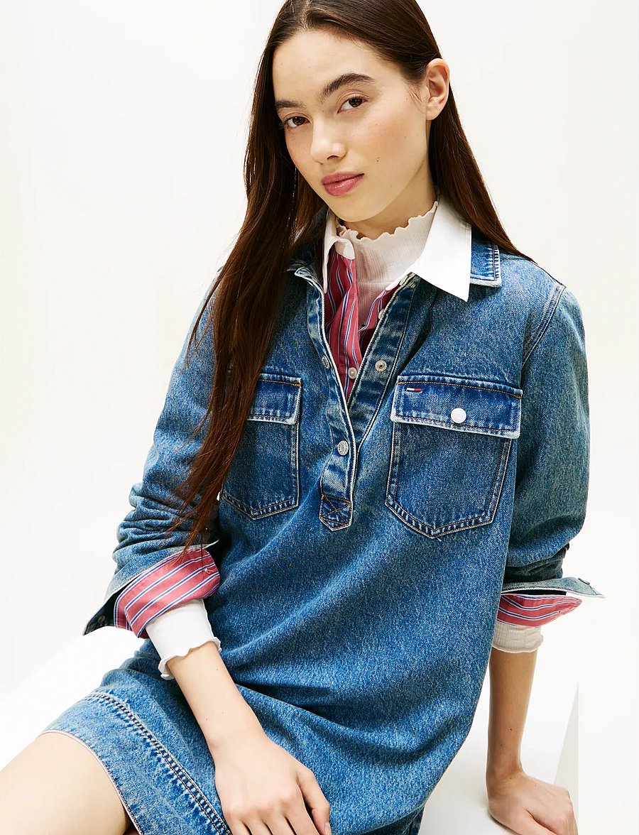 Tommy Jeans - TJW PULLOVER DENIM DRESS - denimkjoler - denim dark - 3