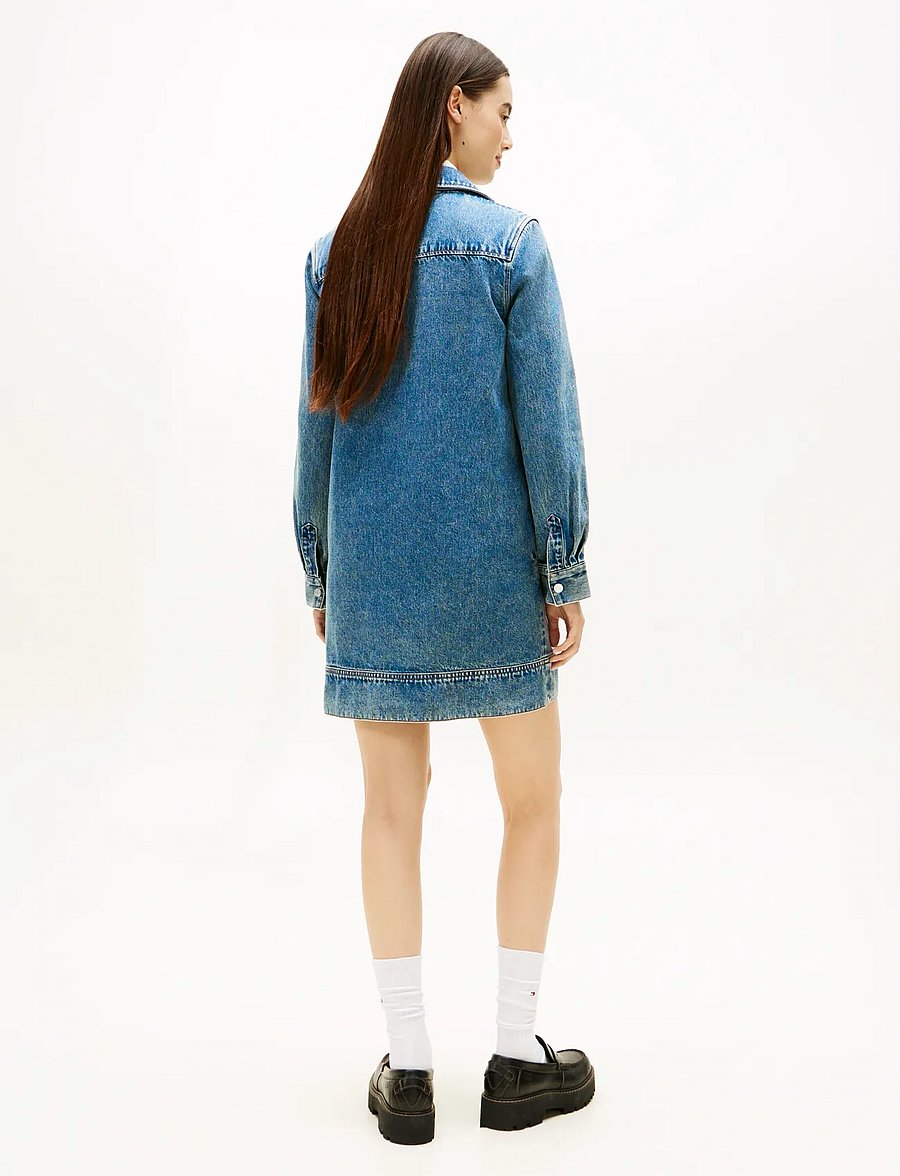 Tommy Jeans - TJW PULLOVER DENIM DRESS - denimkjoler - denim dark - 4