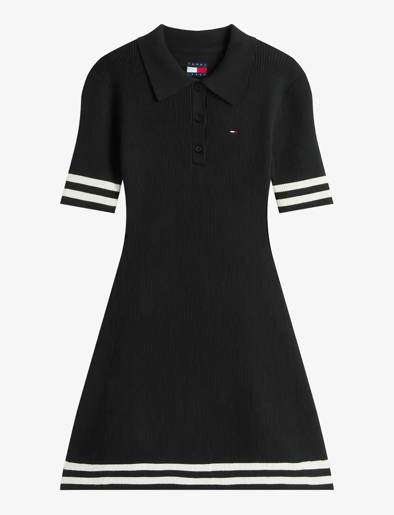 Tommy Jeans - TJW F&F SWEATER POLO MINI DRESS - t-shirtkjoler - black - 1