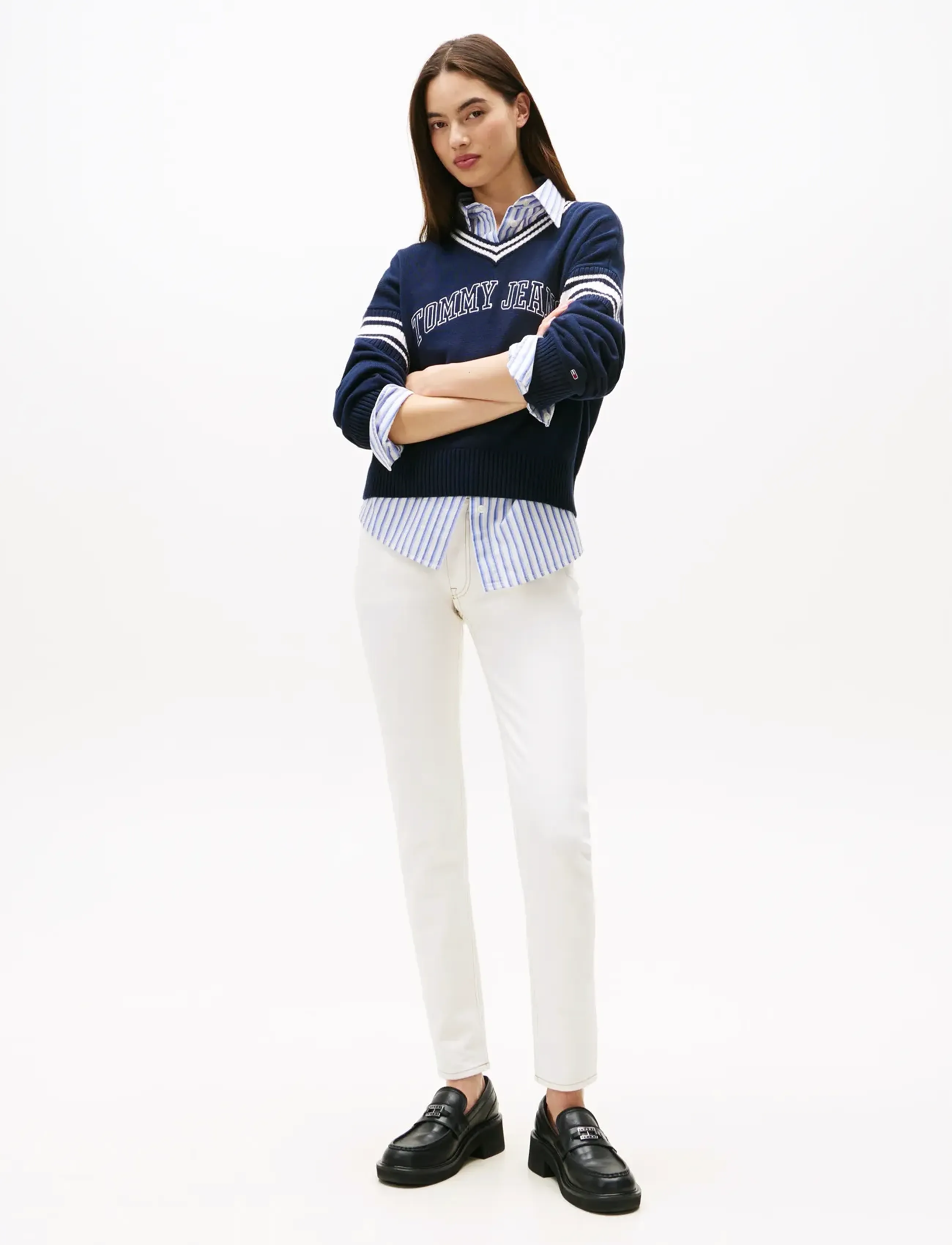 Tommy Jeans LUCY MR SLIM DI4192 - Tøj - DENIM WHITE 01 / white