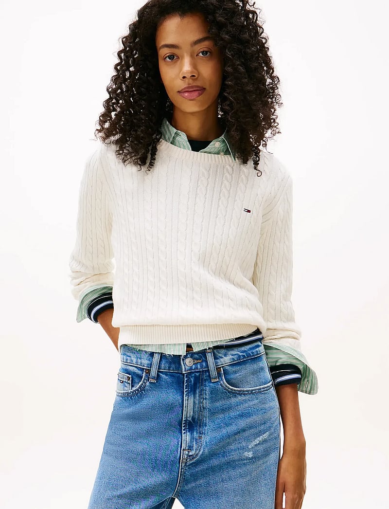 Tommy Jeans - TJW CABLE ESSENTIAL SWEATER - pullover - ancient white - 0