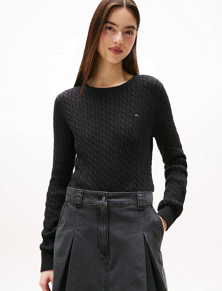 Tommy Jeans - TJW CABLE ESSENTIAL SWEATER - pullover - black - 0