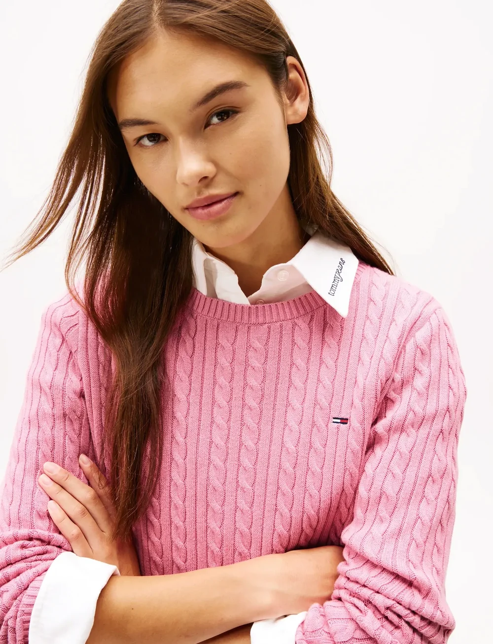 Tommy Jeans - TJW CABLE ESSENTIAL SWEATER - stickade tröjor - mystic pink - 5