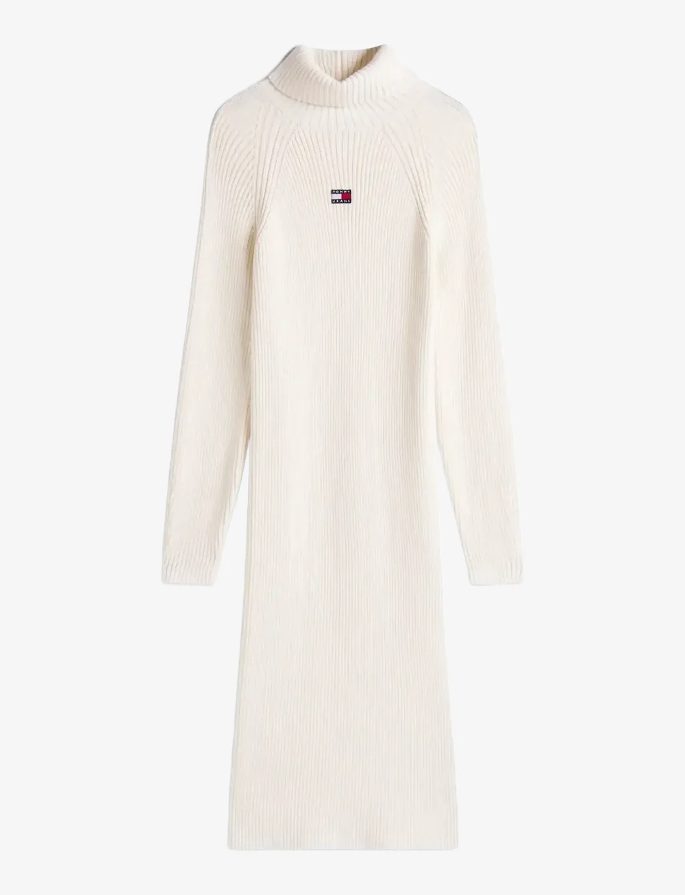Tommy Jeans - TJW MOCKNECK BADGE SWEATER DRESS - strikkjoler - ancient white - 1