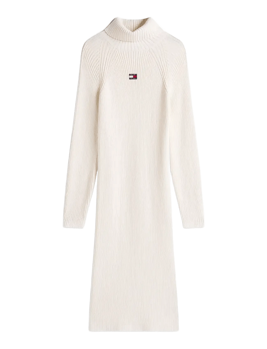 Tommy Jeans - TJW MOCKNECK BADGE SWEATER DRESS - strickkleider - ancient white - 1