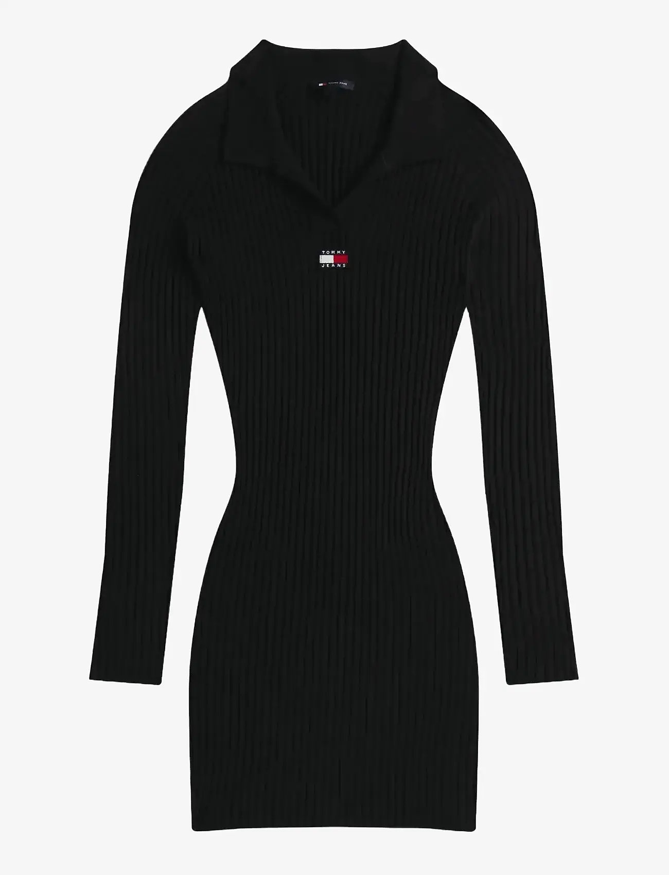 Tommy Jeans - TJW COLLAR BADGE SWEATER DRESS - stickade klänningar - black - 1