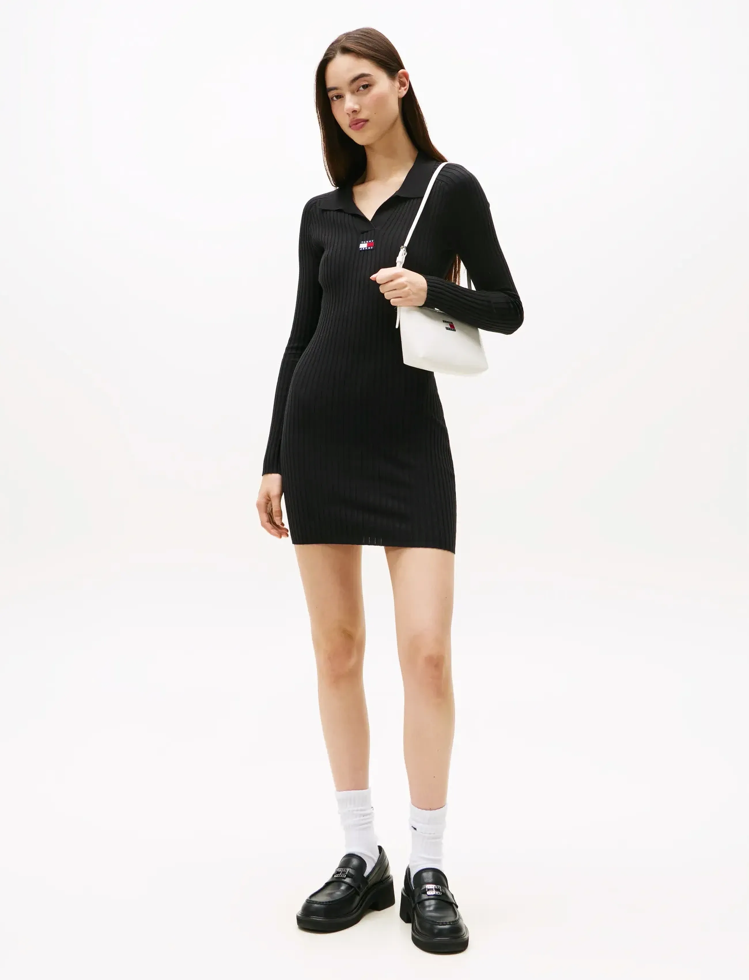 Tommy Jeans Tjw Collar Badge Sweater Dress, S, Dresses, Schwarz - Short Frauen