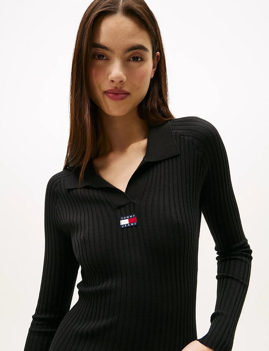 Tommy Jeans - TJW COLLAR BADGE SWEATER DRESS - strickkleider - black - 2