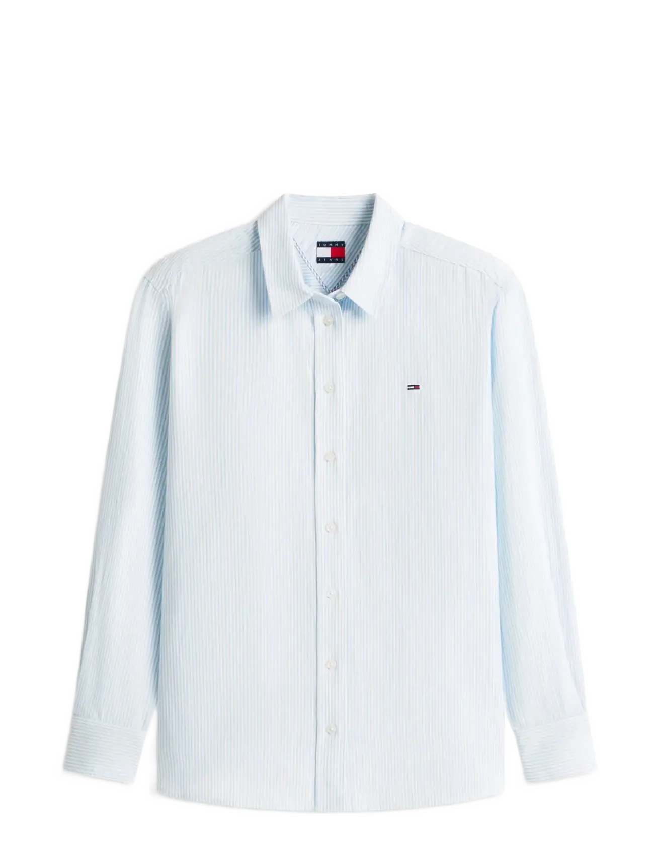 Tommy Jeans TJW RLX LINEN SHIRT - Bluser & Skjorter - LIGHT POWDERY BLUE   STRIPE / blue