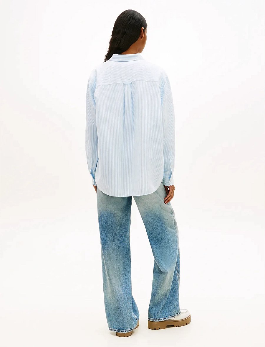 Tommy Jeans - TJW RLX LINEN SHIRT - langærmede skjorter - light powdery blue stripe - 2