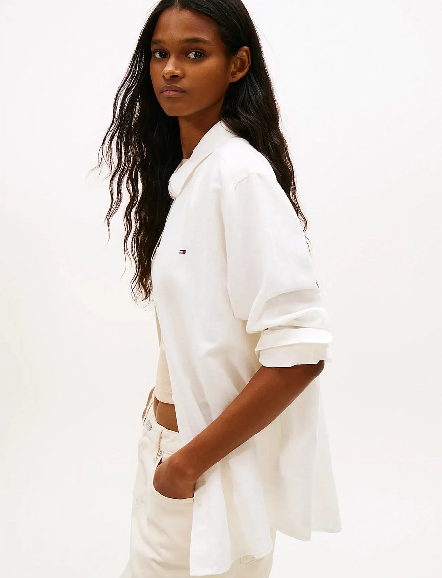 Tommy Jeans - TJW RLX LINEN SHIRT - chemises à manches longues - ecru - 4