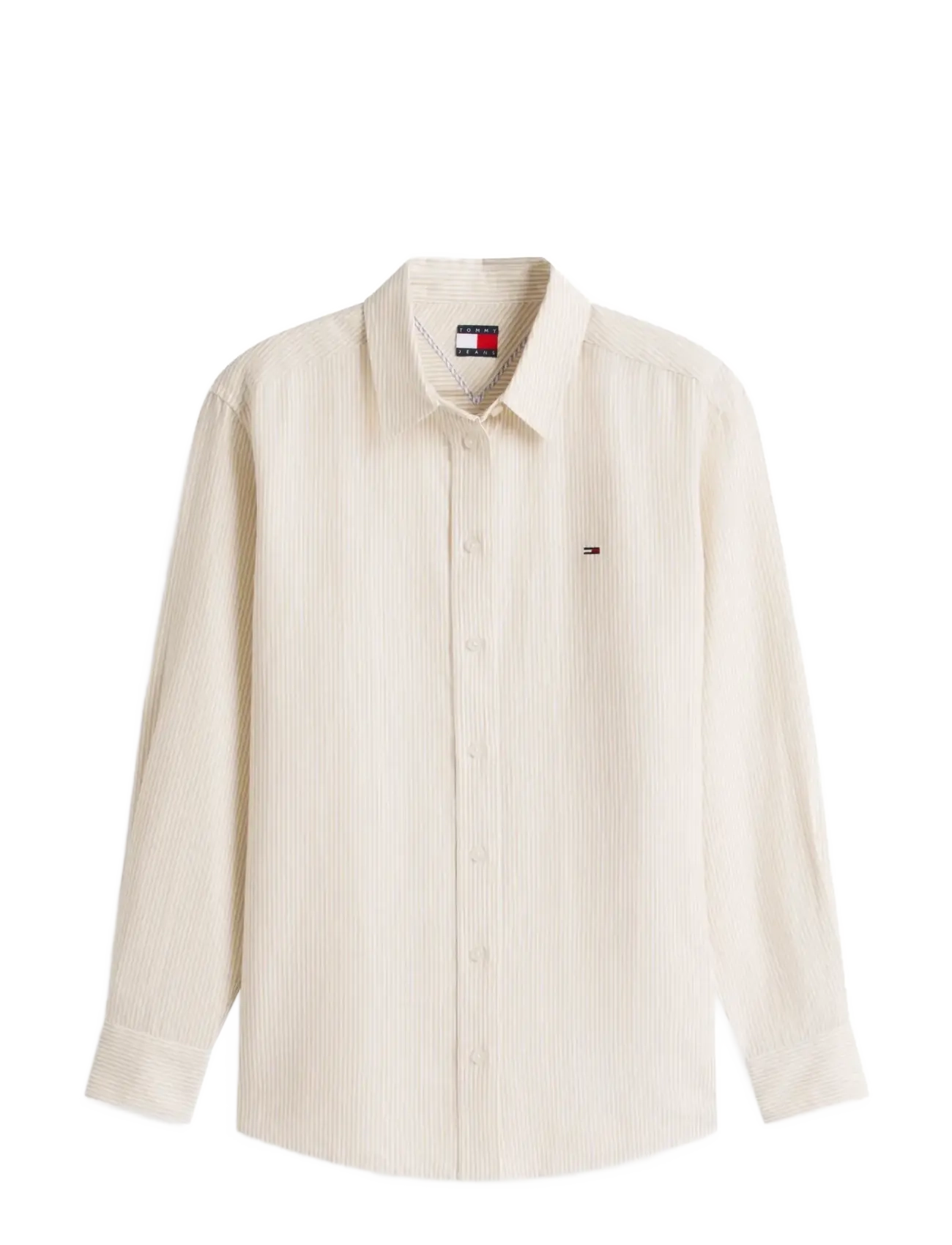 Tommy Jeans TJW RLX LINEN SHIRT - Clothing - WHITE CLAY   STRIPE / cream