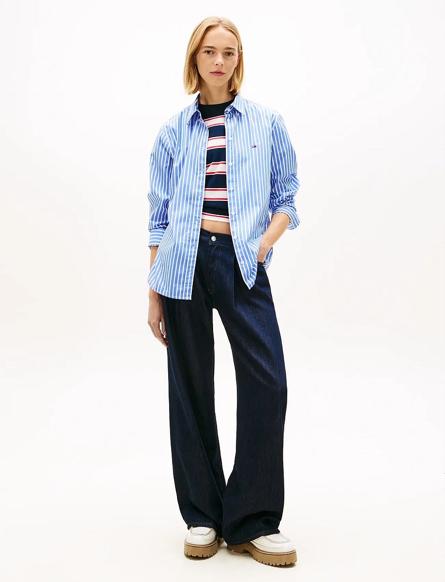 Tommy Jeans - TJW REG POPLIN SHIRT EXT - langærmede skjorter - empire blue stripe - 3