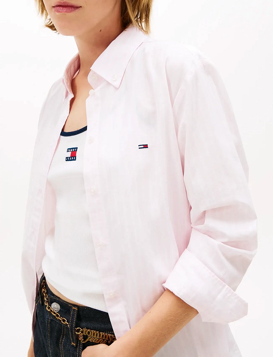 Tommy Jeans - TJW REG POPLIN SHIRT EXT - langærmede skjorter - pearly pink stripe - 4