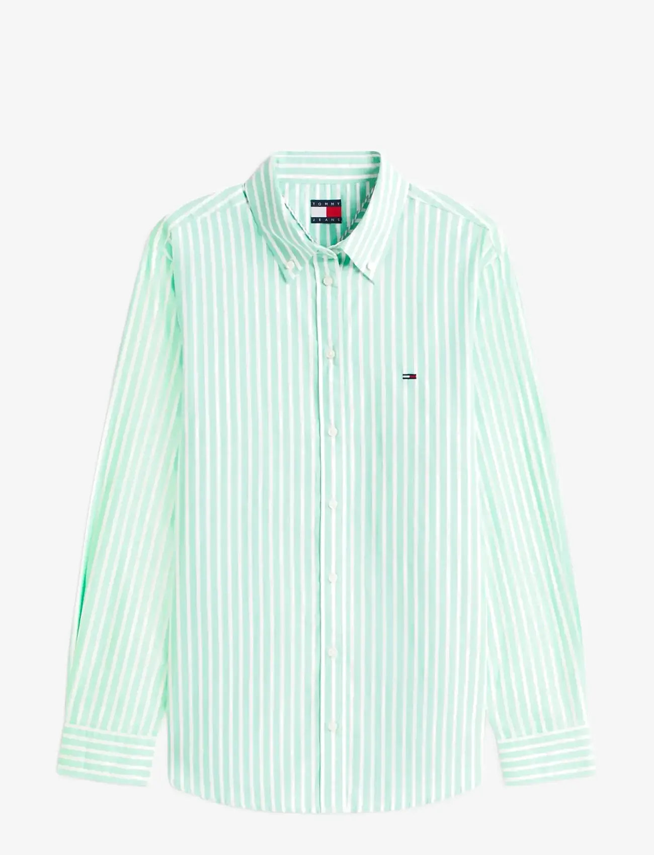 Tommy Jeans - TJW REG POPLIN SHIRT EXT - long-sleeved shirts - tropical tide   stripe - 1