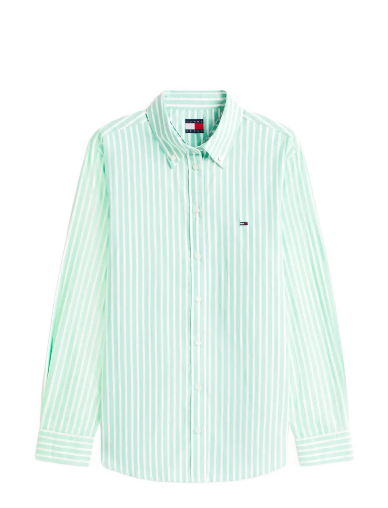 Tommy Jeans TJW REG POPLIN SHIRT EXT - Nyheder - TROPICAL TIDE   STRIPE / green