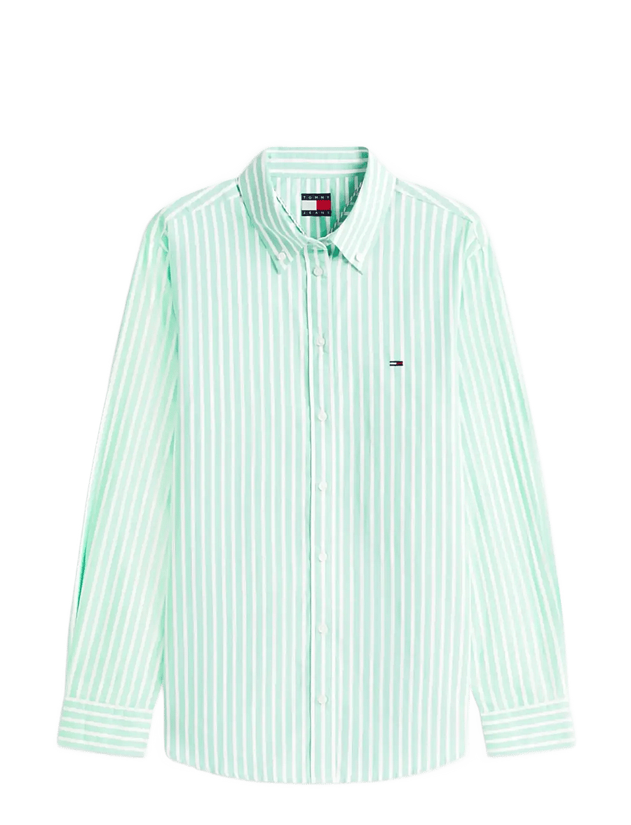 Tommy Jeans - TJW REG POPLIN SHIRT EXT - langærmede skjorter - tropical tide stripe - 1