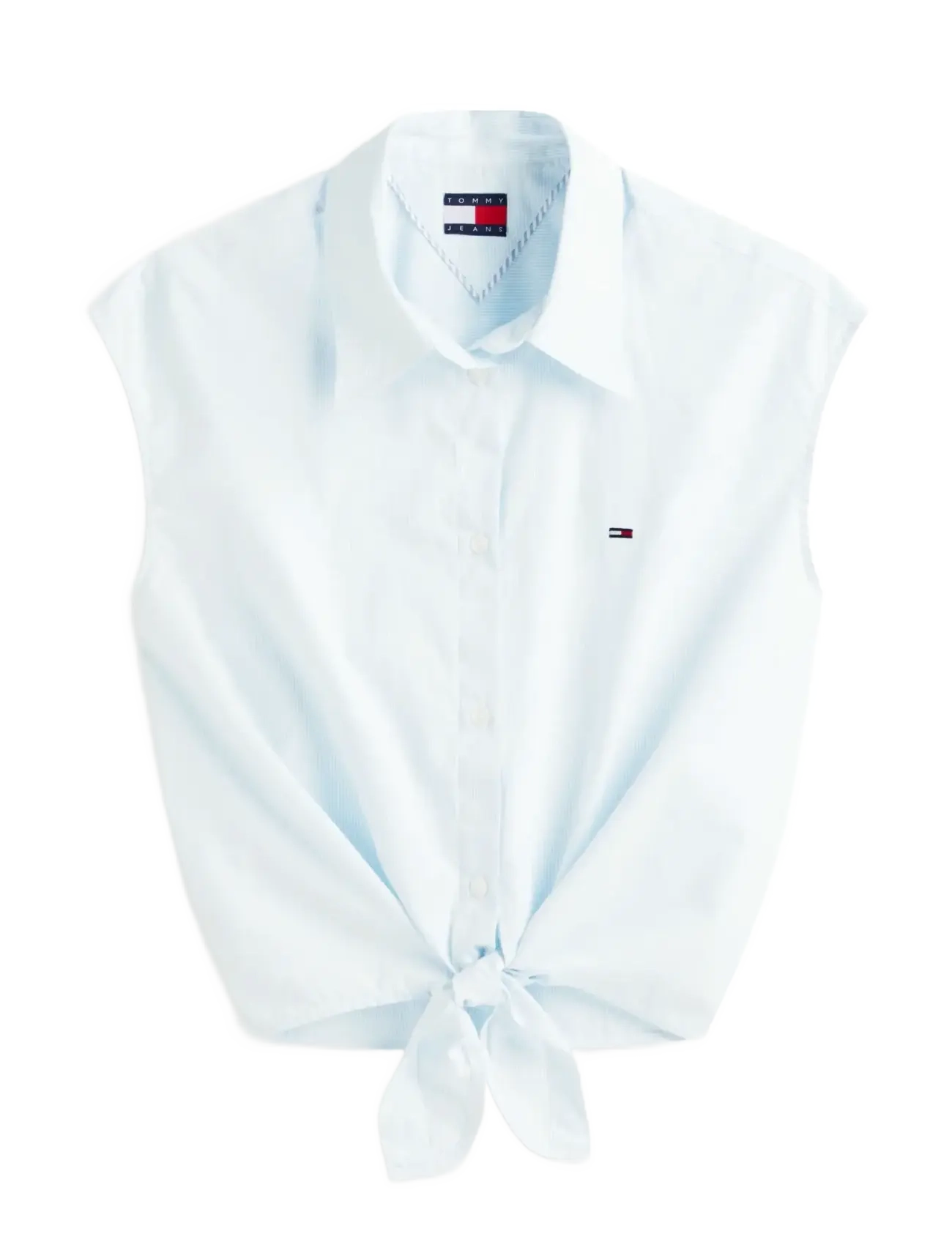 TOMMY JEANS Tjw Tie Front Poplin Shirt Blau - S - Damen