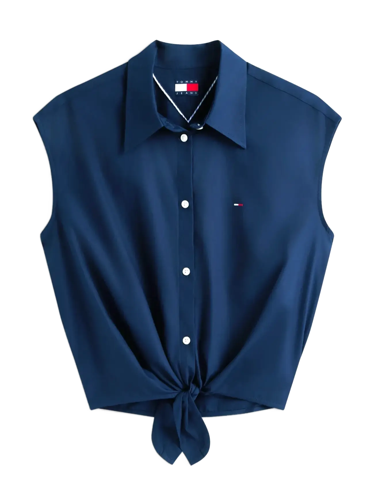 TOMMY JEANS Tjw Tie Front Poplin Shirt Navy - M - Damen