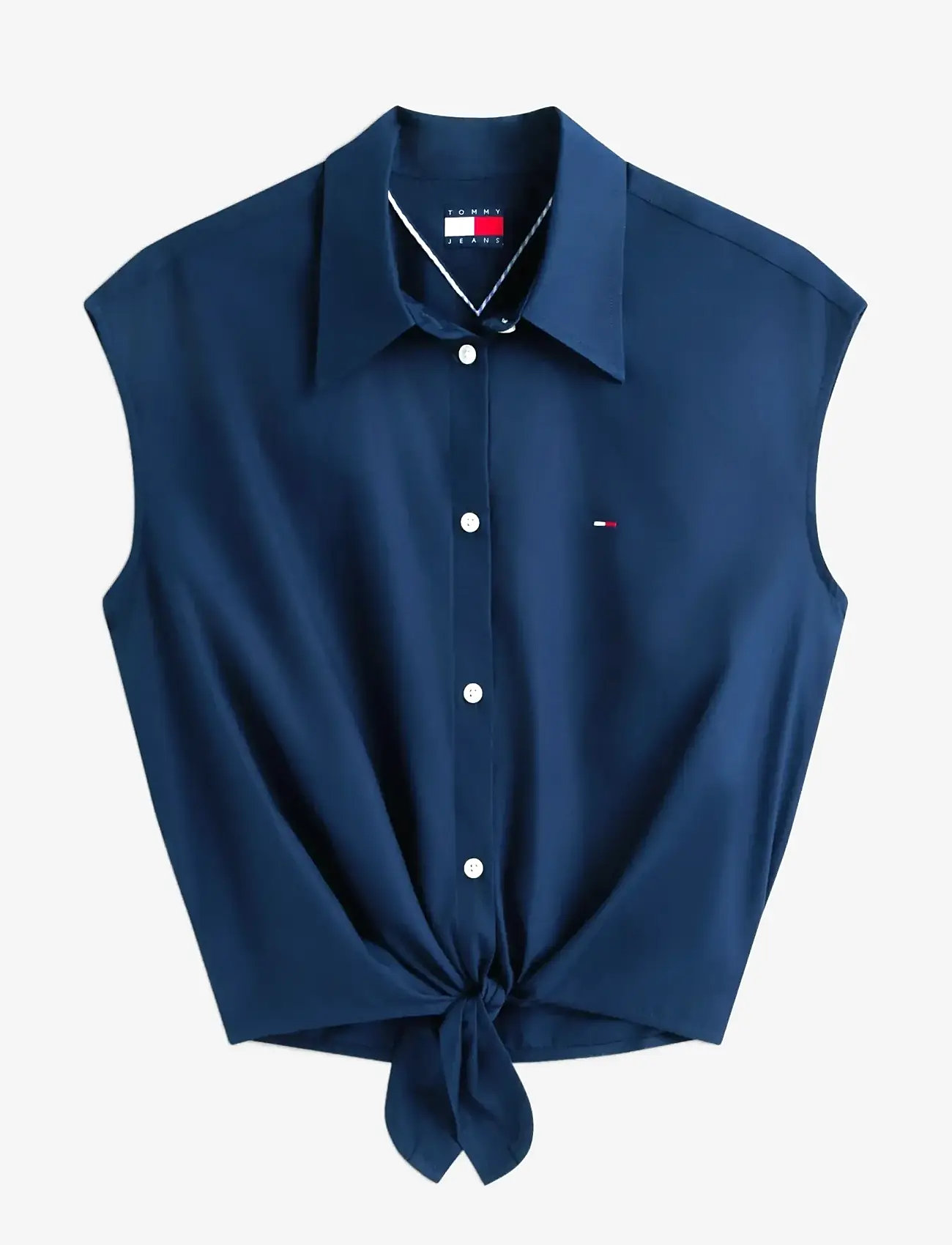 Tommy Jeans - TJW TIE FRONT POPLIN SHIRT - lühikeste varrukatega särgid - dark night navy - 1