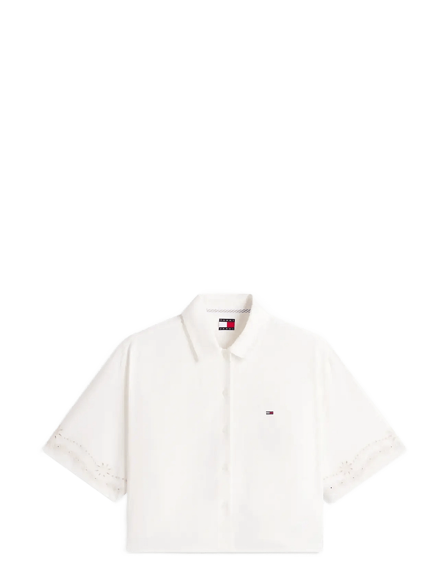 Tommy Jeans - TJW BRODERIE LINEN SHIRT - kortærmede skjorter - ancient white - 1