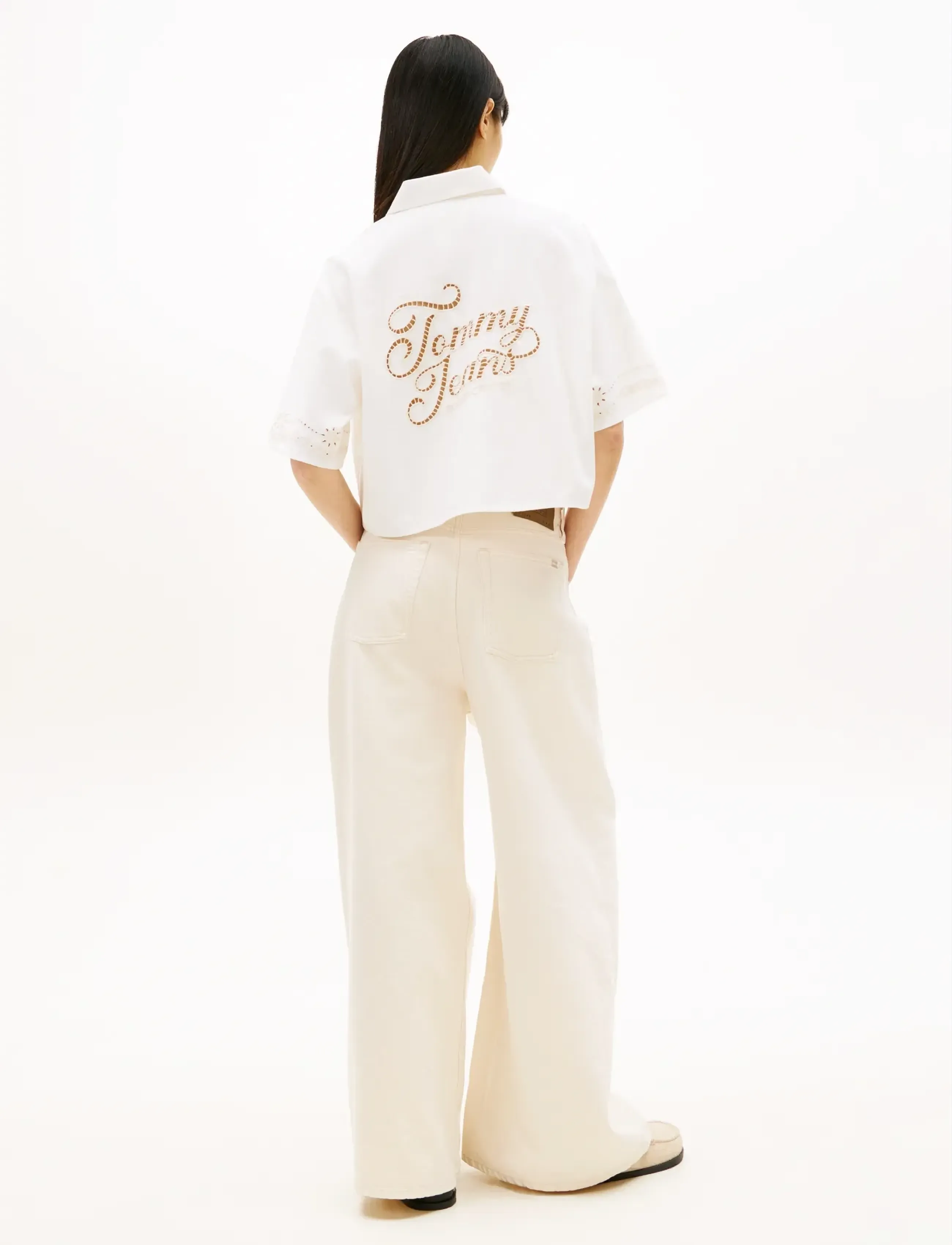 Tommy Jeans - TJW BRODERIE LINEN SHIRT - kortærmede skjorter - ancient white - 2