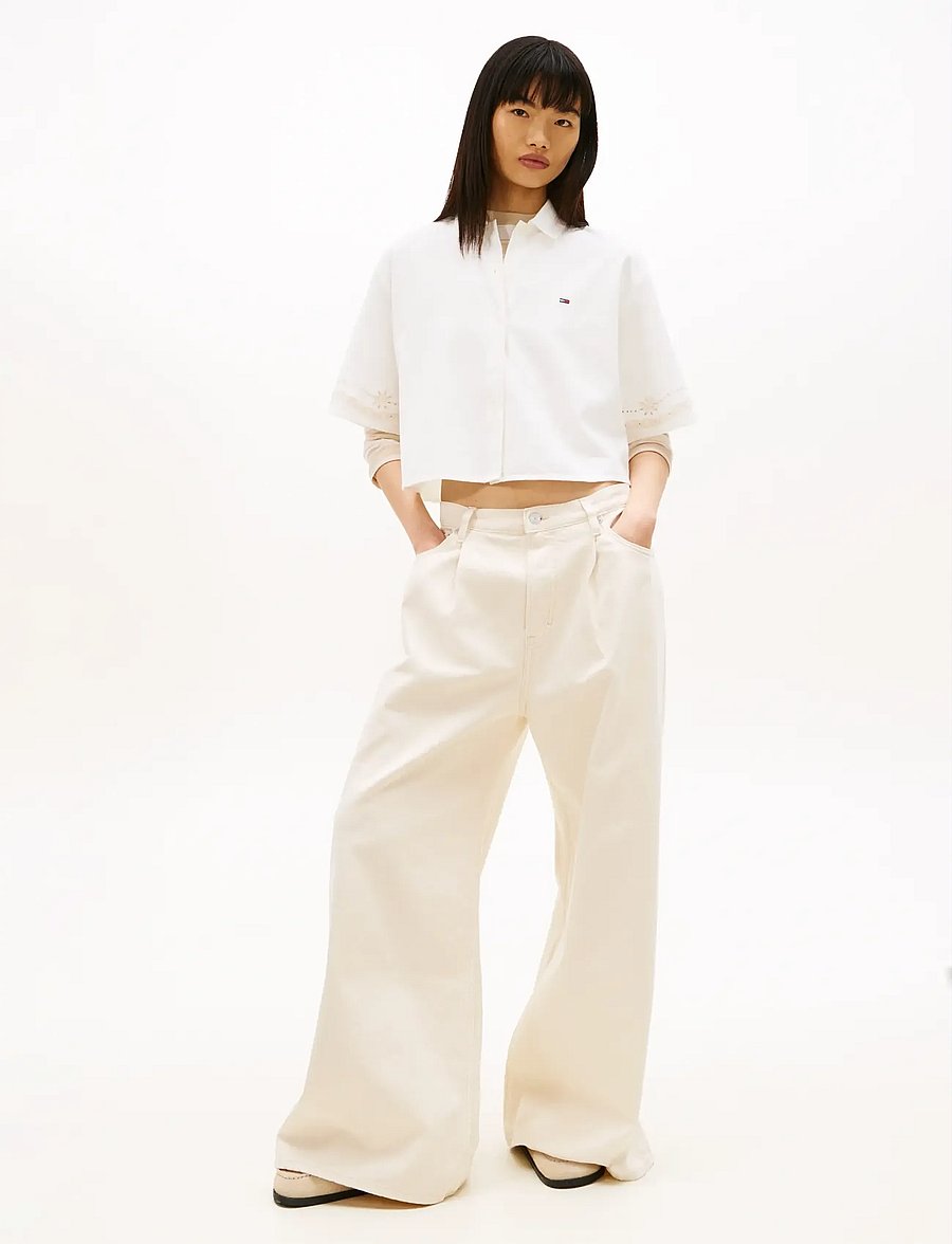 Tommy Jeans - TJW BRODERIE LINEN SHIRT - kortærmede skjorter - ancient white - 3