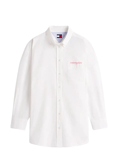 Tommy Jeans TJW OVS POPLIN SHIRT - Blusen & Hemden - ECRU / white