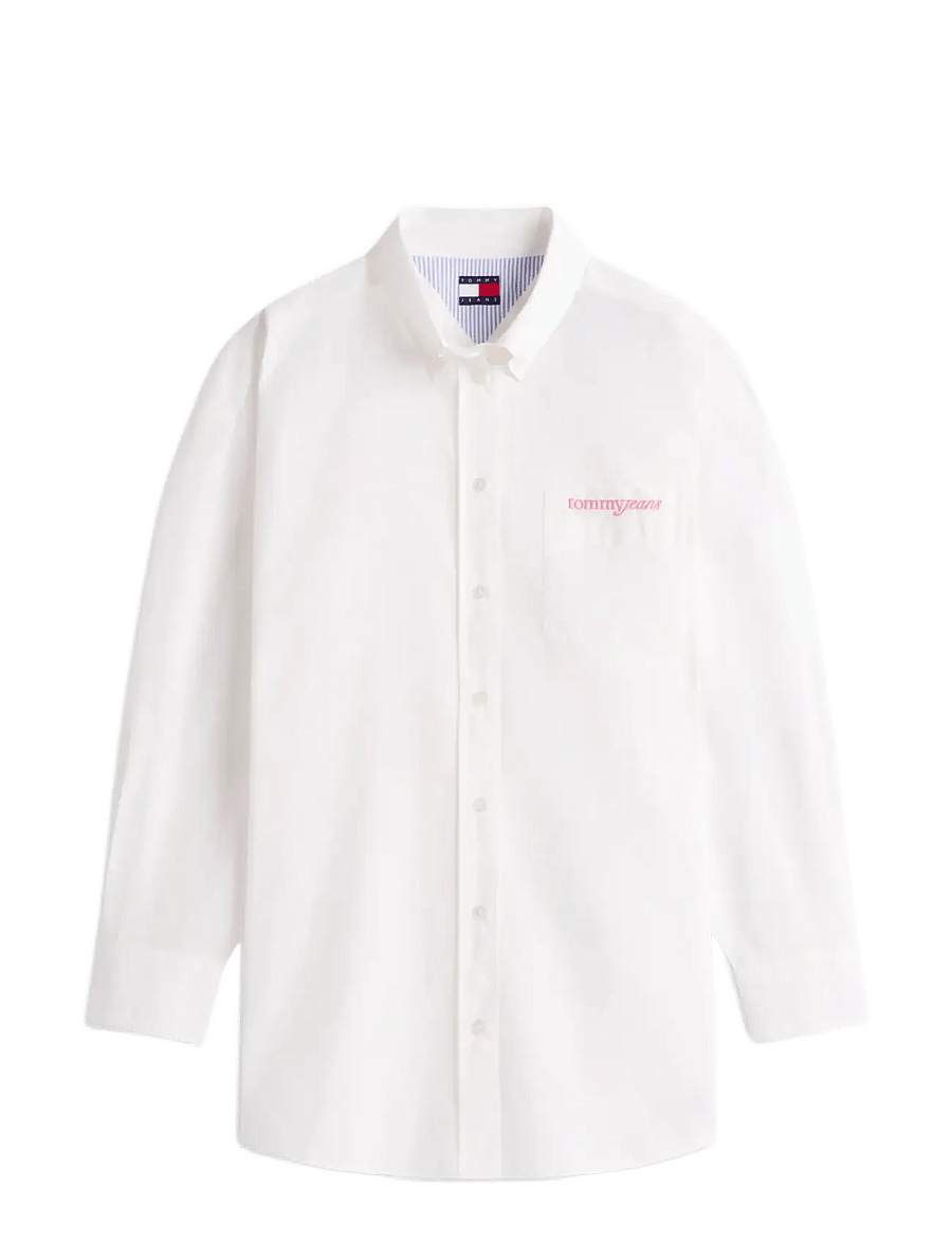 Tommy Jeans - TJW OVS POPLIN SHIRT - langærmede skjorter - ecru - 1