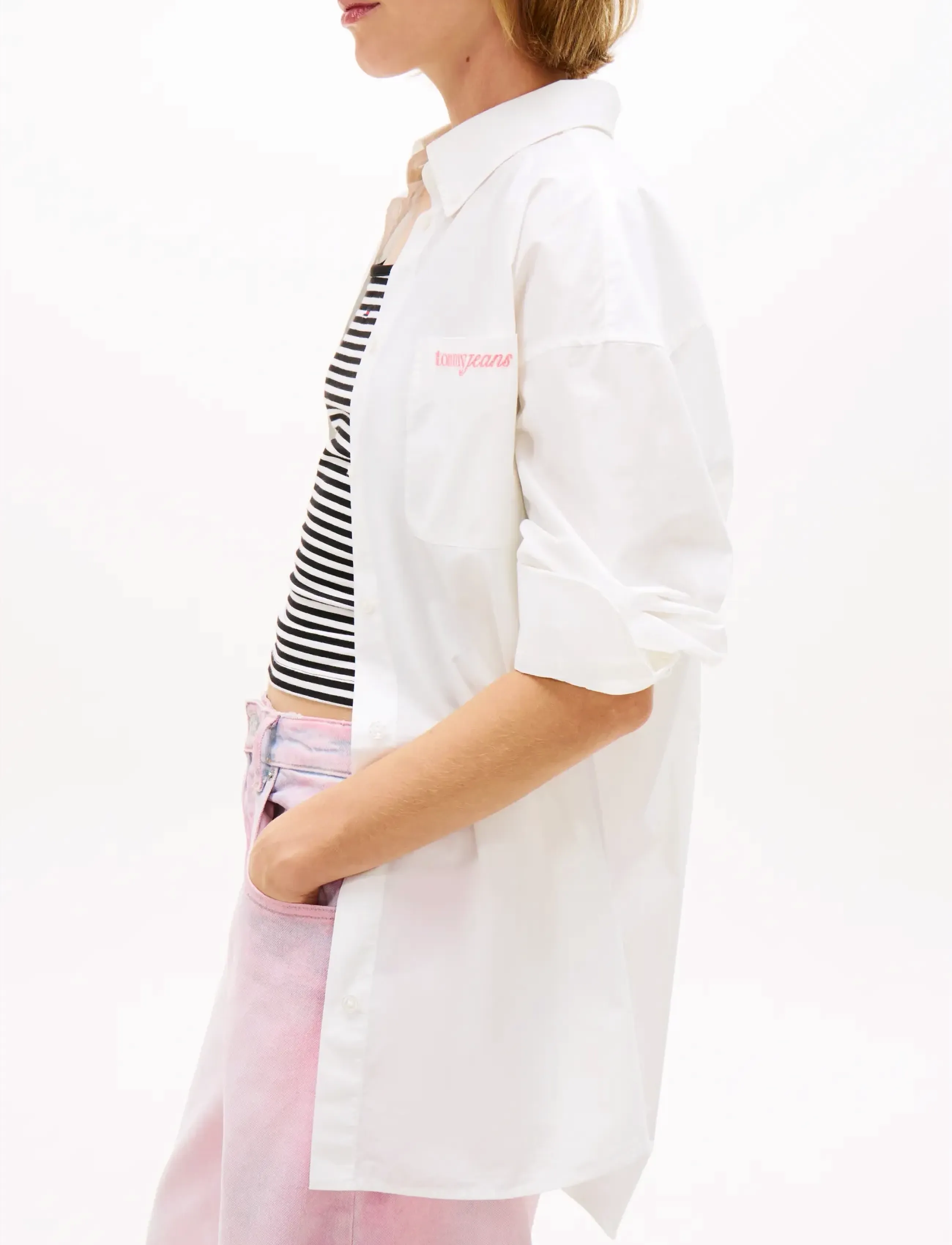 Tommy Jeans - TJW OVS POPLIN SHIRT - langærmede skjorter - ecru - 4
