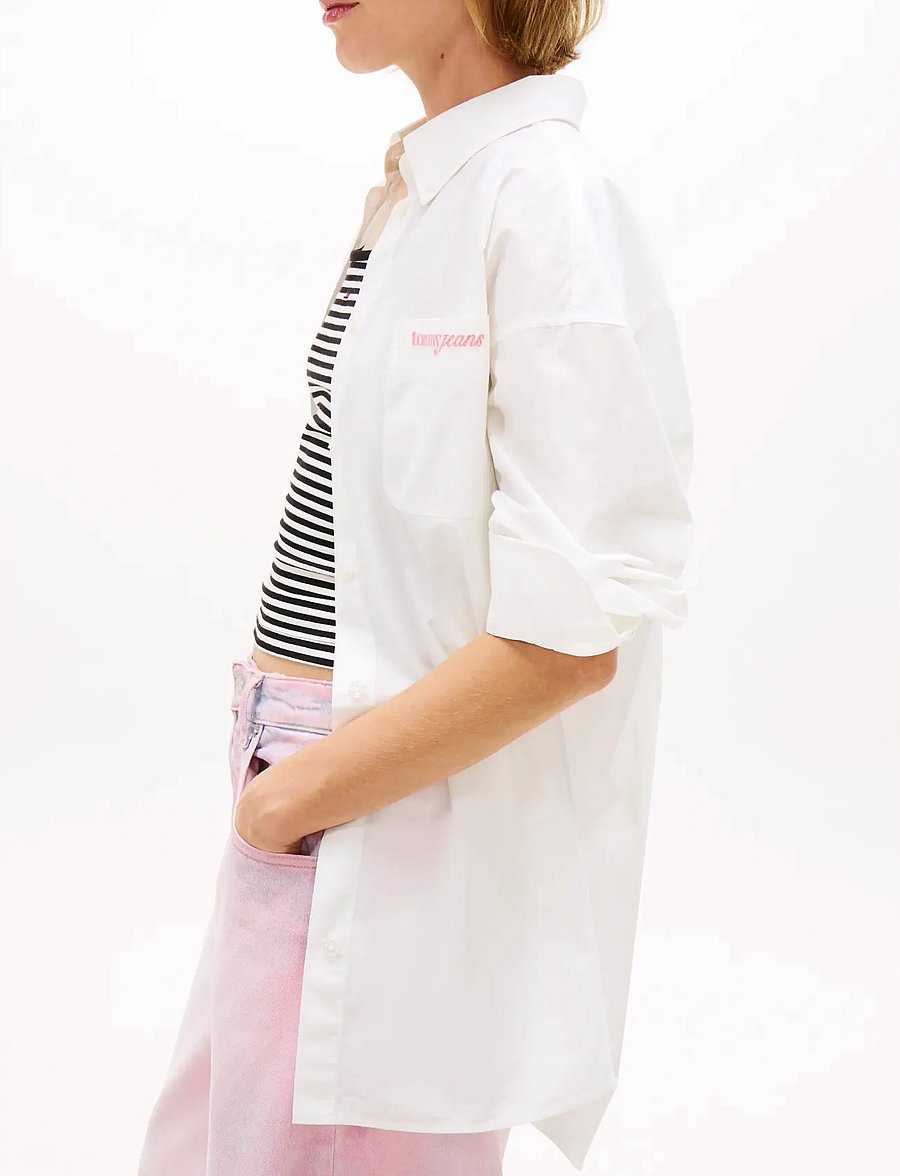 Tommy Jeans - TJW OVS POPLIN SHIRT - langærmede skjorter - ecru - 4