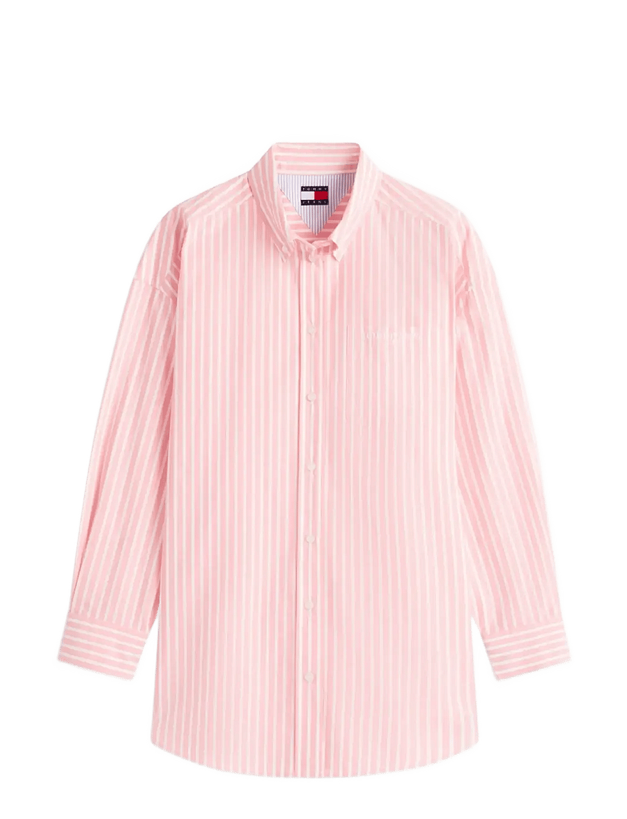 Tommy Jeans - TJW OVS POPLIN SHIRT - langärmlige hemden - tropical blush stripe - 1