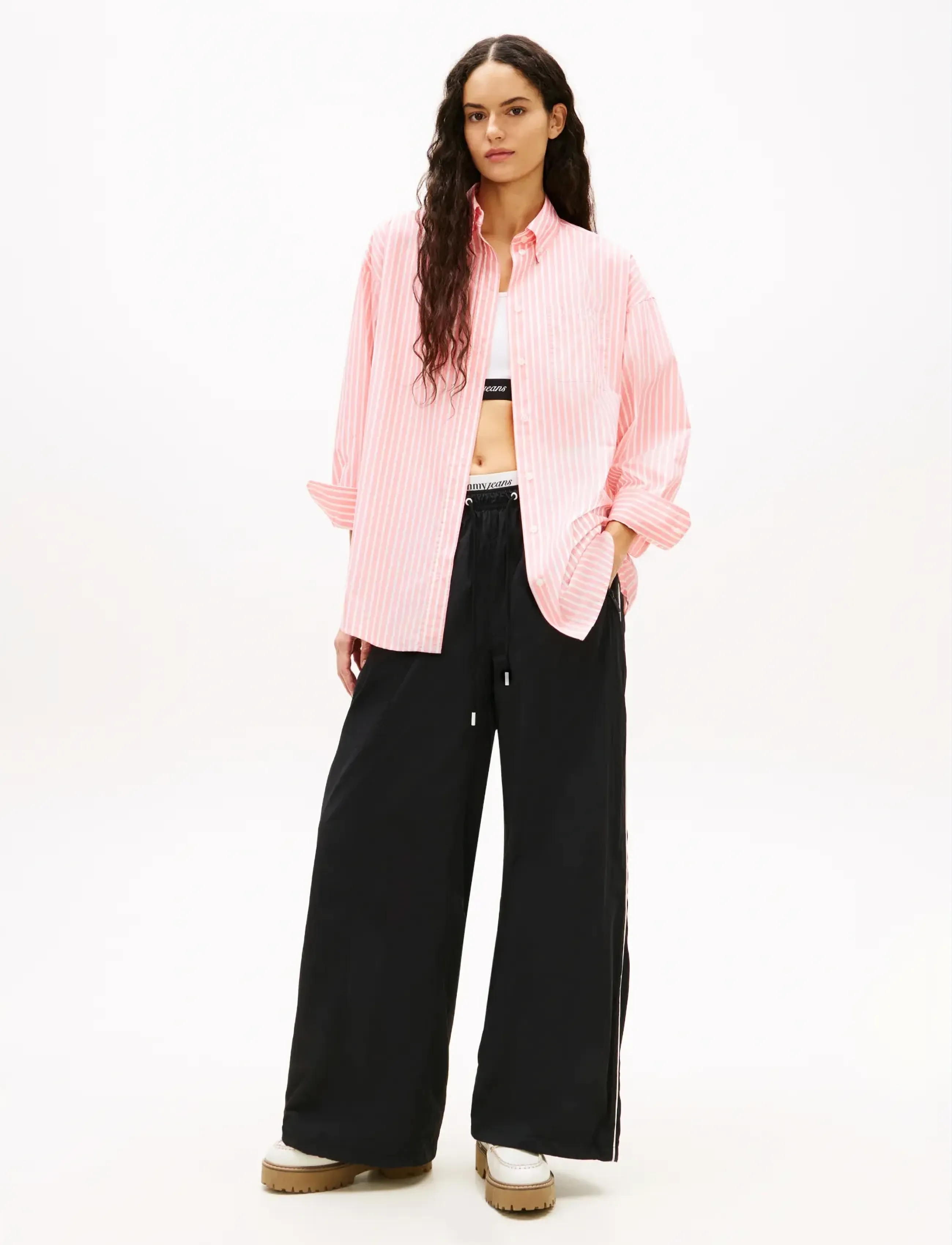 Tommy Jeans - TJW OVS POPLIN SHIRT - langærmede skjorter - tropical blush   stripe - 3