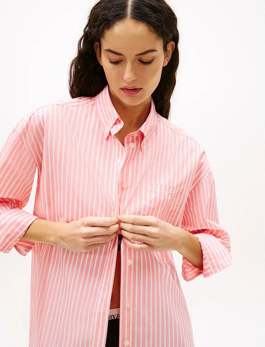 Tommy Jeans - TJW OVS POPLIN SHIRT - langärmlige hemden - tropical blush stripe - 4