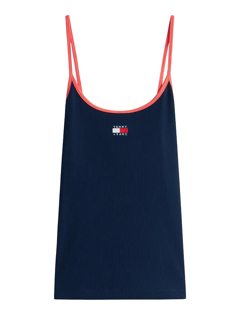 Tommy Jeans - TJW SLIM BADGE STRAPPY TOP - crop tops - dark night navy - 1