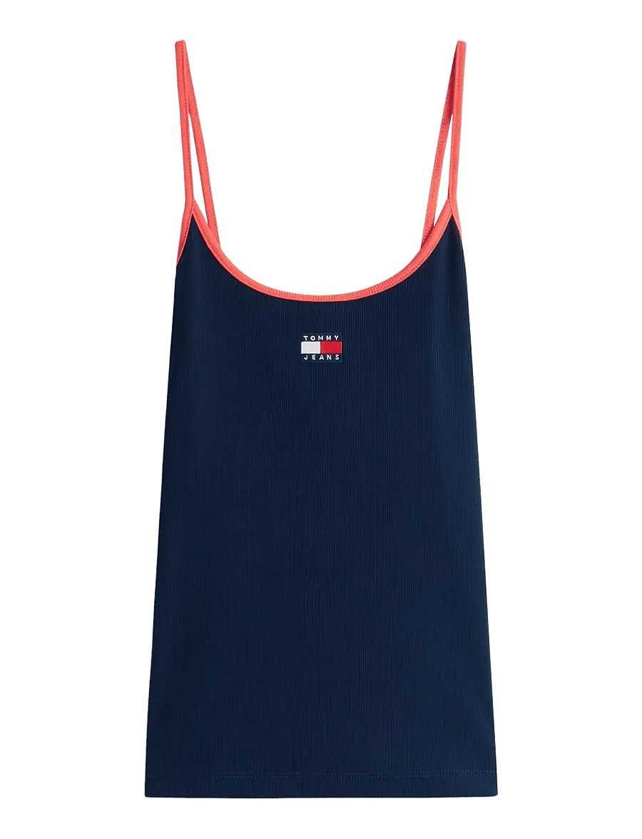 Tommy Jeans - TJW SLIM BADGE STRAPPY TOP - crop tops - dark night navy - 1