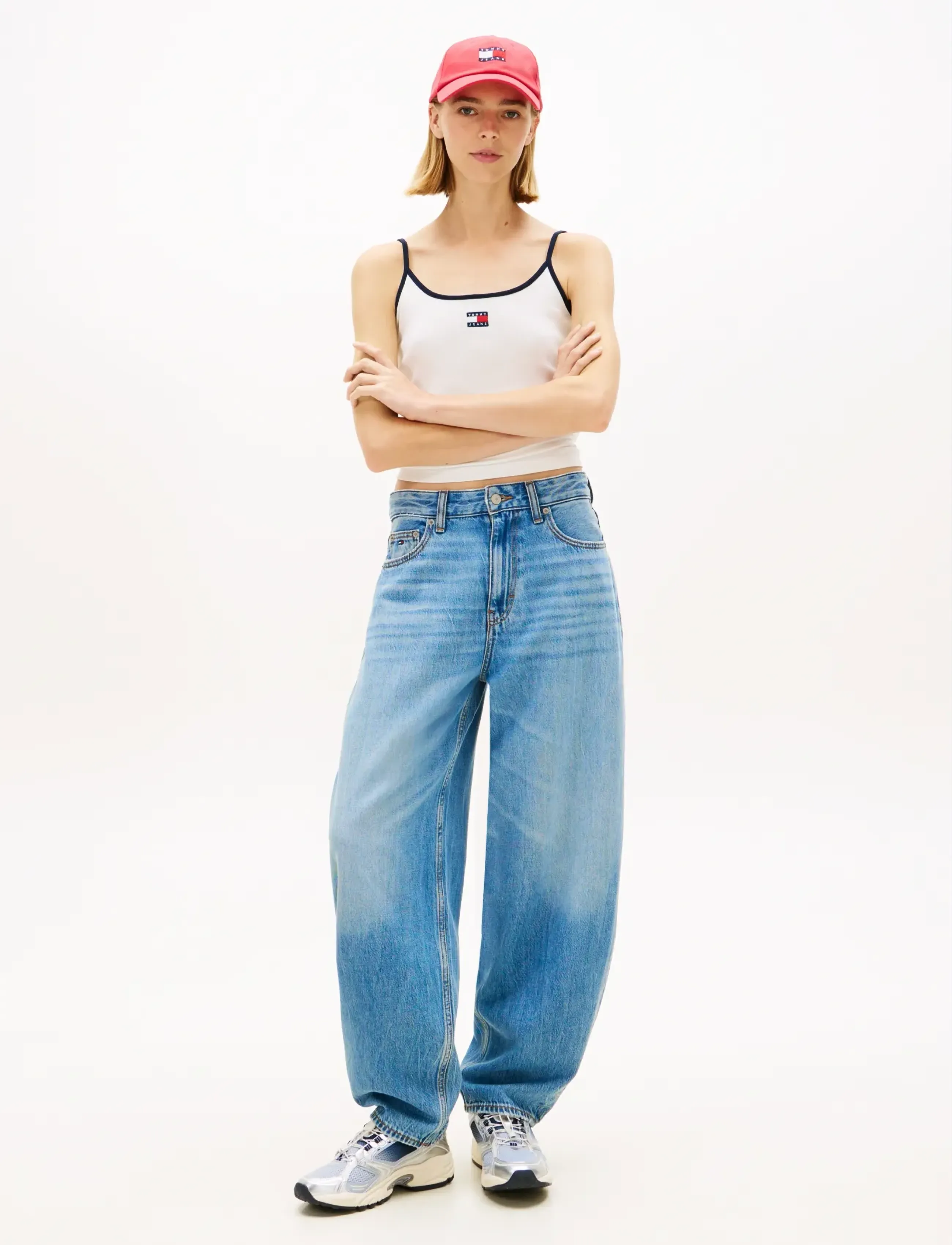 Tommy Jeans - TJW SLIM BADGE STRAPPY TOP - crop tops - ecru - 3