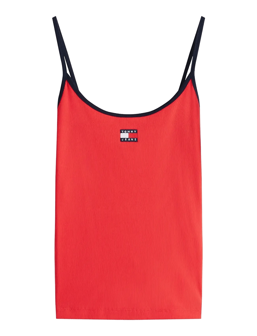 Tommy Jeans - TJW SLIM BADGE STRAPPY TOP - crop tops - red alert - 1