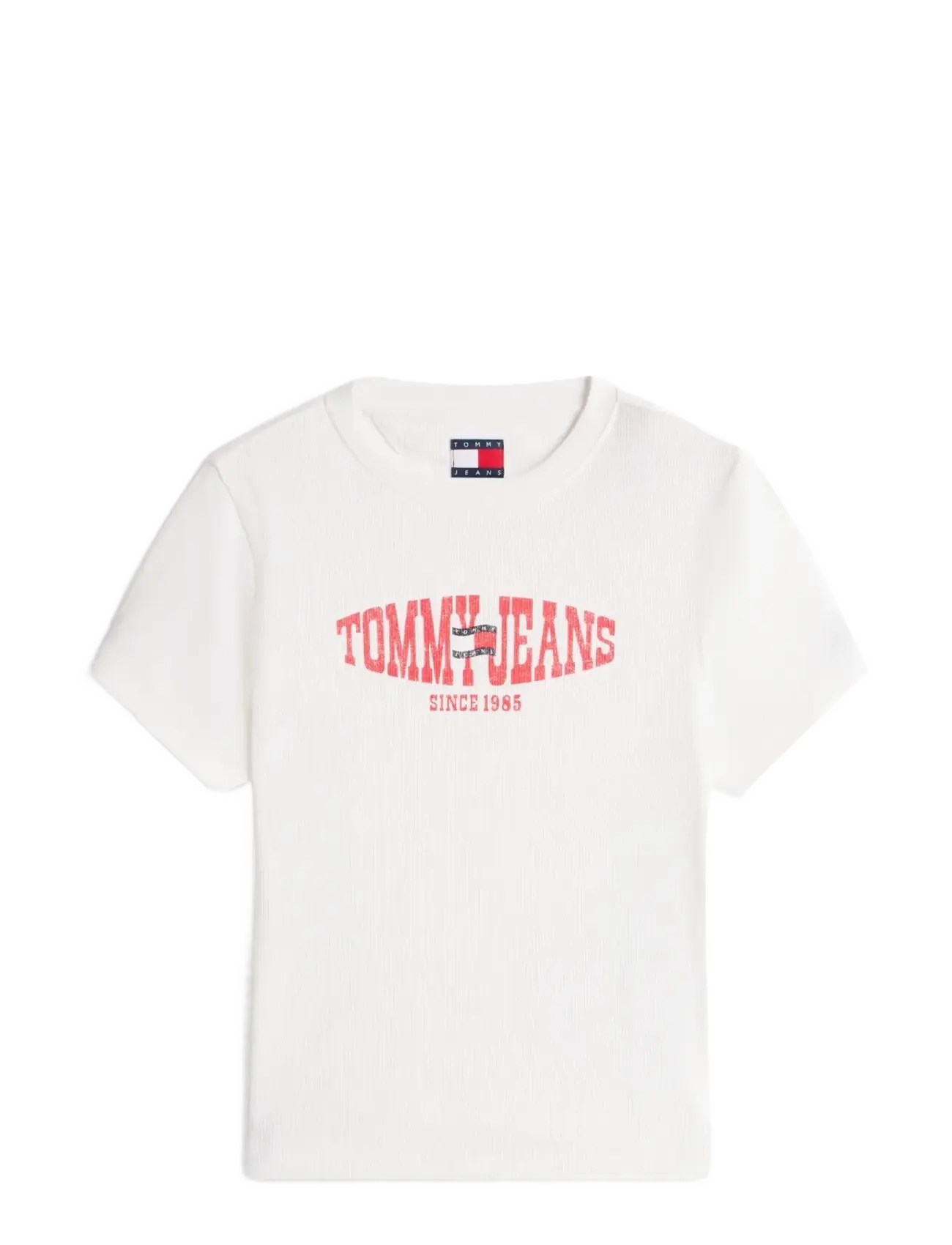 Tommy Jeans TJW SLIM SH WAVY FLAG SS TEE - Lägsta priserna - ECRU / white