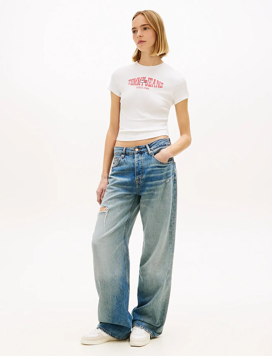 Tommy Jeans - TJW SLIM SH WAVY FLAG SS TEE - t-shirts - ecru - 3